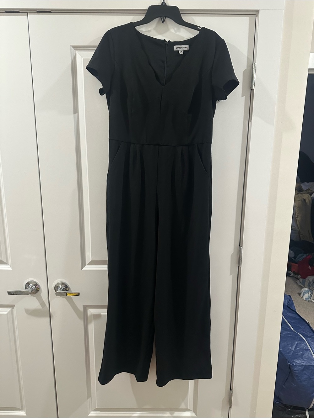 Black Short-Sleeve Jumpsuit